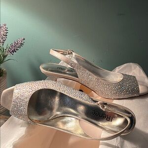 JRenee Impuls Satin/rhinestones Silver Slingback Sandals -  Size 10